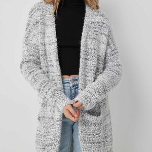 Lush Fuzzy Long Open Cardigan